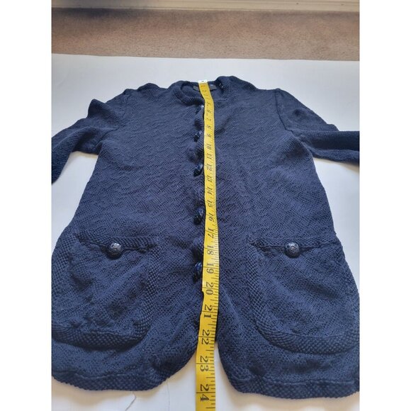 Liola Blue Tight Knit Long Sleeve Button Down Cardigan Size 44 (10) Vintage - Picture 9 of 10